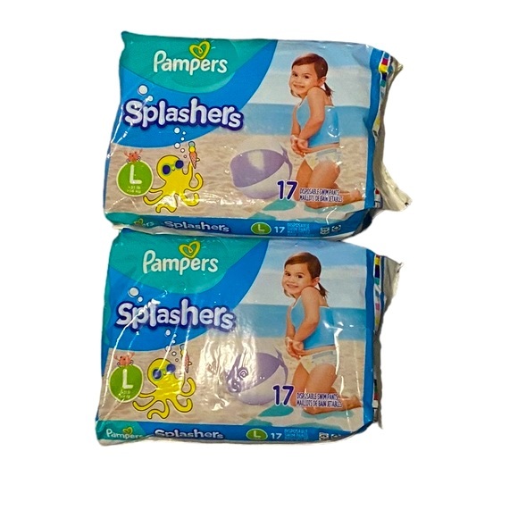 NIP 2 Pkg Pampers Splashers Swim Diapers - Large (31-40lbs) - Picture 3 of 4